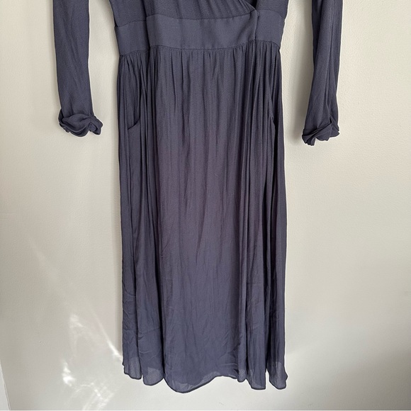 Aritzia Wilfred Navy Blue Midi Faux Wrap Dress - Picture 6 of 13
